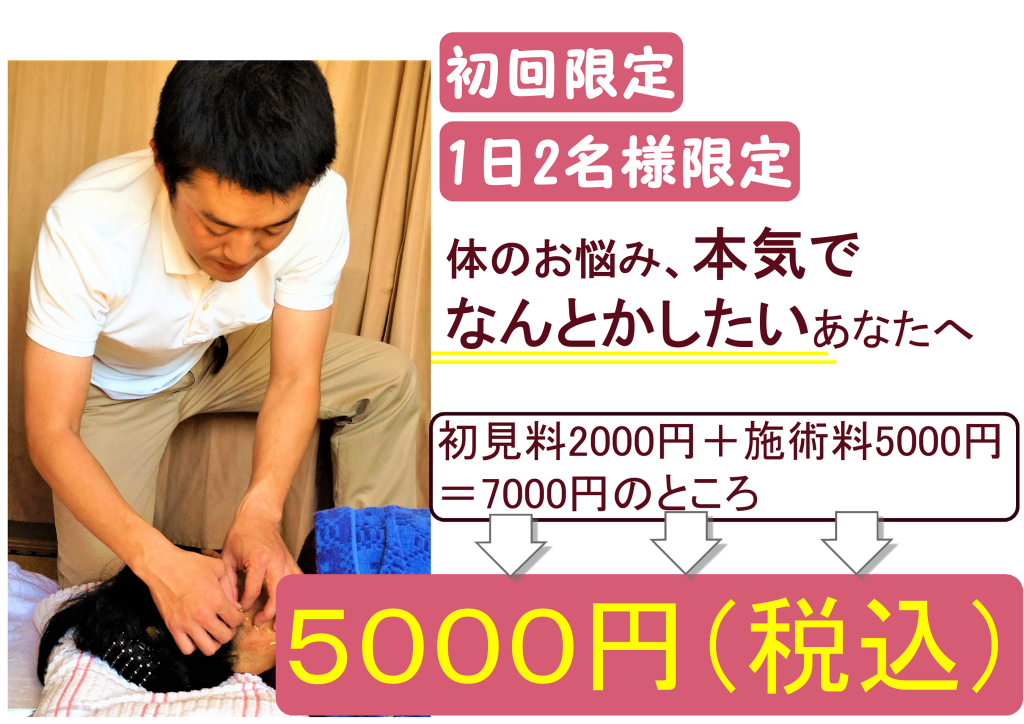 初回限定割引き　川口市の出張専門はり灸院らくちん堂治療院